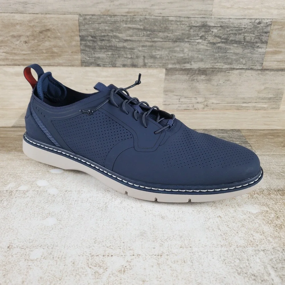 Stacy Adams Syncro Mens Oxford Shoes Sz 10.5 M Navy Leather Lace Up Plain Toe